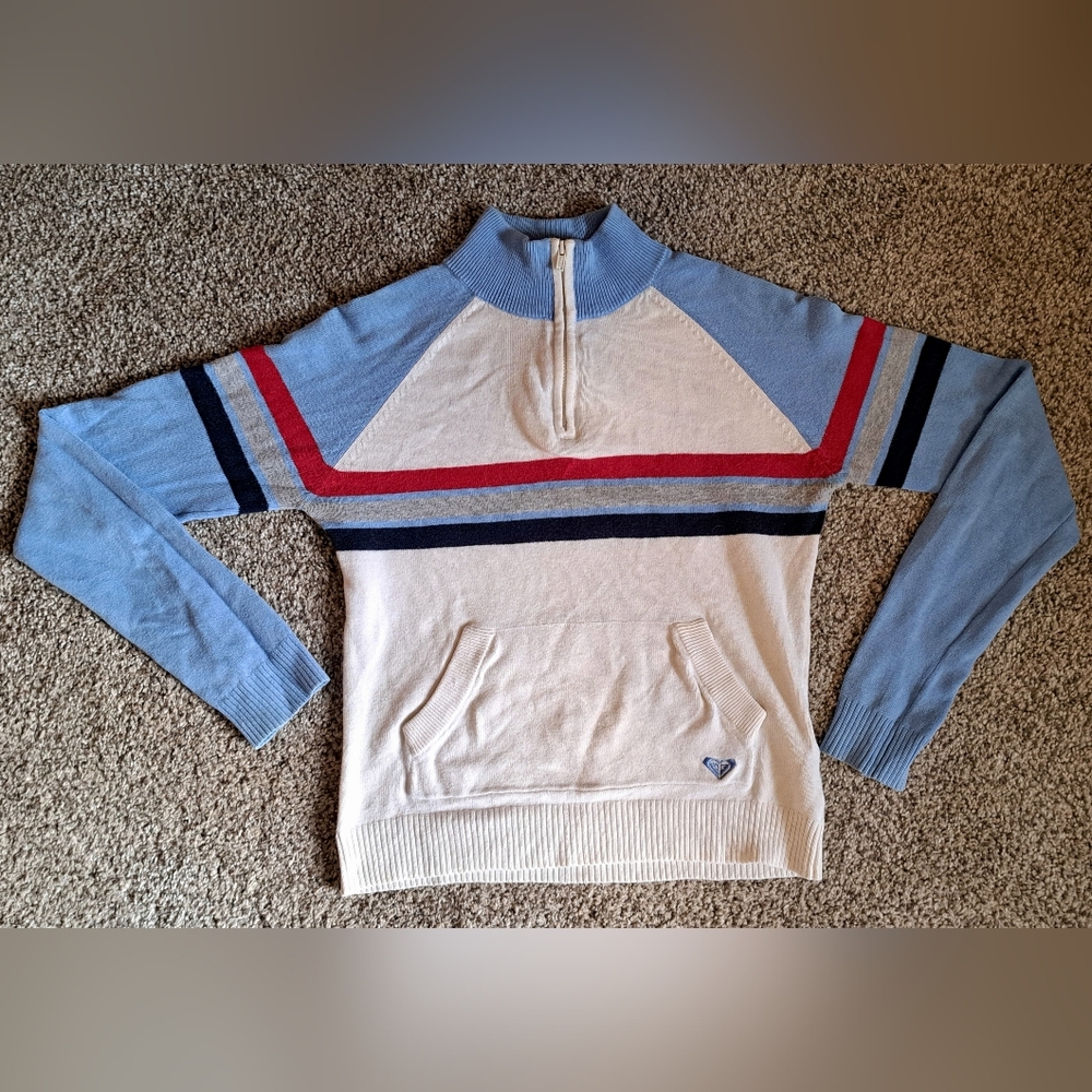 Vintage Roxy Y2K Surfer Women's 3/4 Zip Long Sleeve Sweater Size XS
